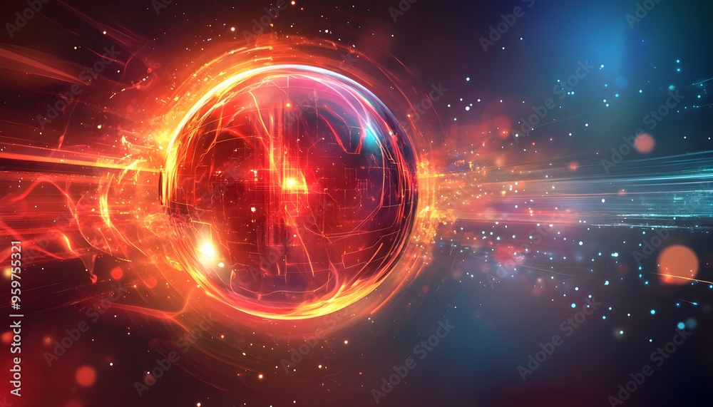 Obraz premium Abstract Orb of Light with Glowing Streaks and Particles