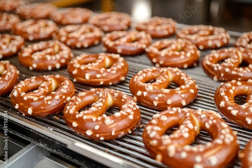 Freshly Baked Pretzels on a Cooling Rack