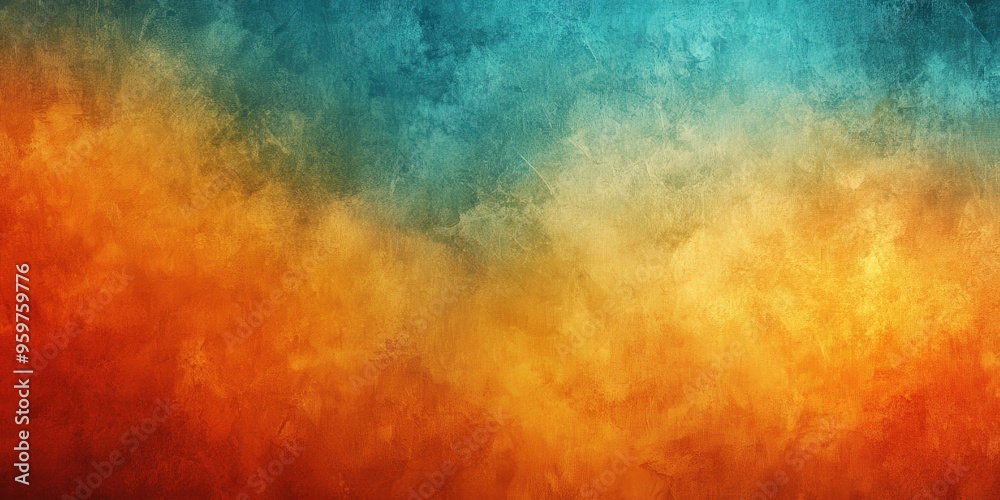 Fototapeta premium Vibrant abstract painting with gradient transition from warm to cool colors and textured brushstrokes