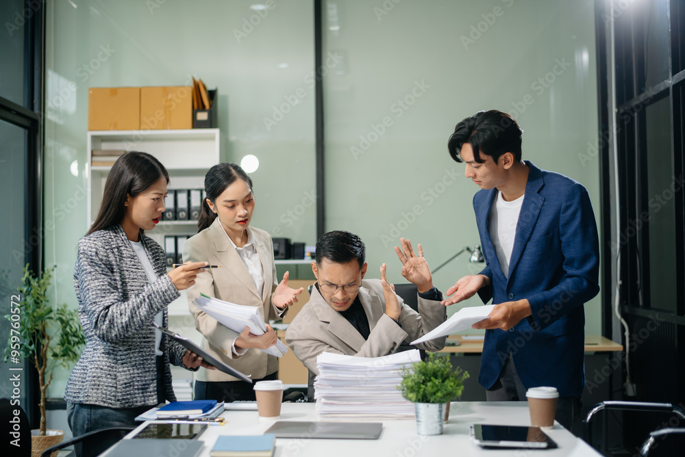 workplace stress and conflict with this intense scene of professionals in a heated office discussion with team member, bad work workplace stress and conflict with this intense scene of professionals in a heated office discussion with team member, bad work