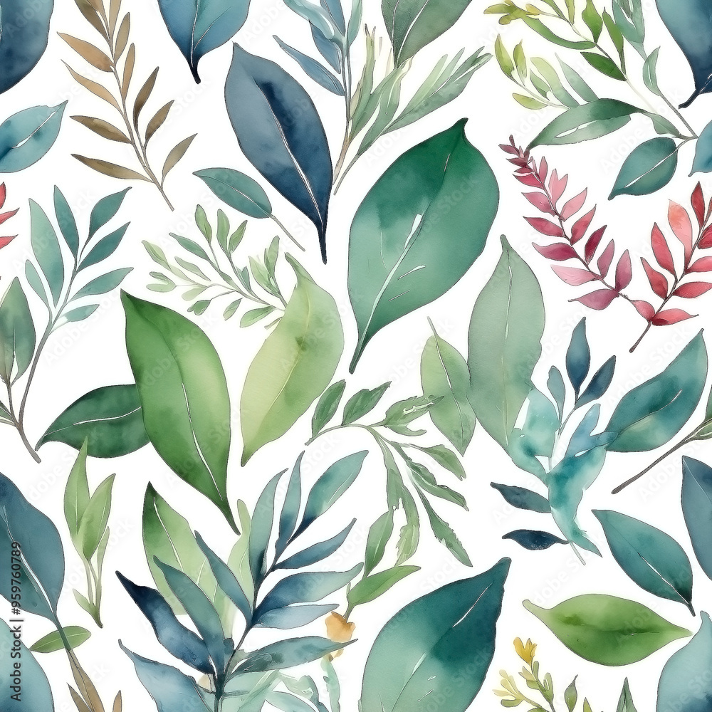 seamless Watercolor Pattern using botanical elements. seamless Watercolor Pattern using botanical elements.