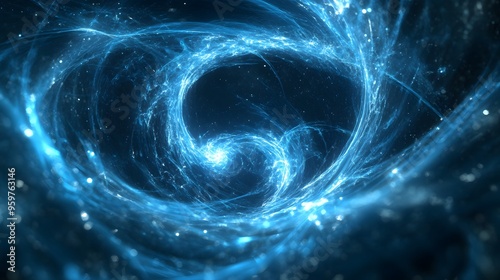 Ethereal blue vortex: mesmerizing swirls of cosmic energy and light