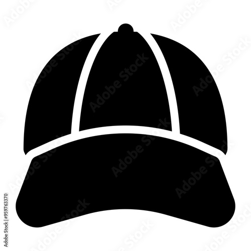 baseball cap, topee, hat, cap, headwear solid or glyph icon