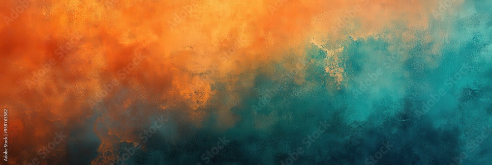 Fototapeta premium Vibrant abstract painting with gradient transition from warm to cool colors and textured brushstrokes