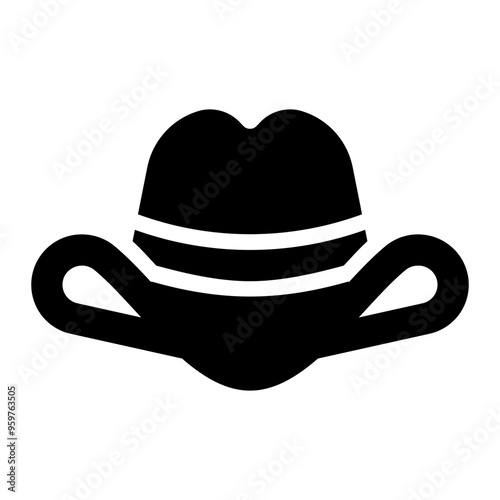 cowboy hat, cap, hat, classic, headwear solid or glyph icon