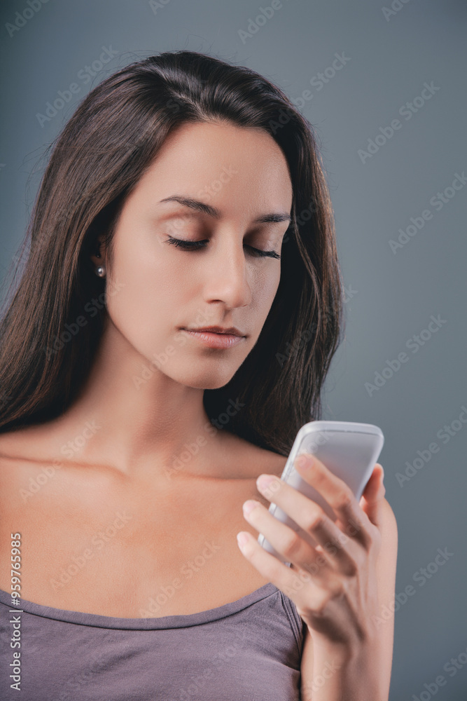 Young woman reading something interesting on smartphone Young woman reading something interesting on smartphone