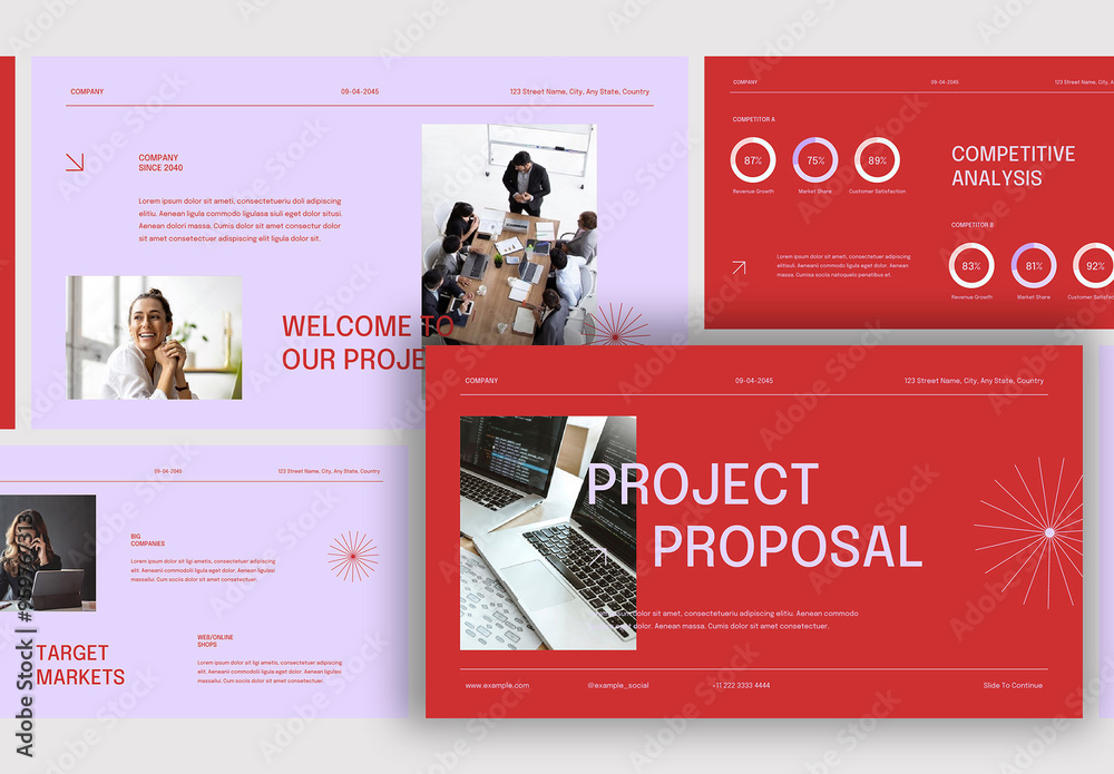 Red Light Purple Modern Project Proposal Presentation Stock Template ...