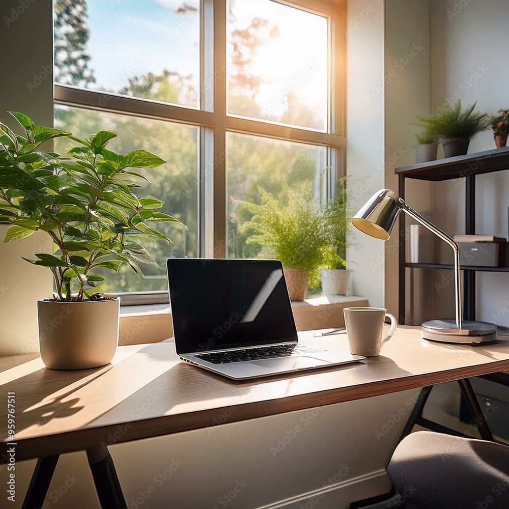Modern Home Office Setup
Minimalist home office desk with a sleek laptop, plant, coffee cup, and natural sunlight streaming through a window. Modern Home Office Setup
Minimalist home office desk with a sleek laptop, plant, coffee cup, and natural sunlight streaming through a window.