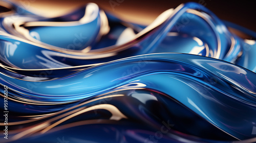 astarte.ai: Fluid Sapphire Blue and Metallic Flowing Waves 