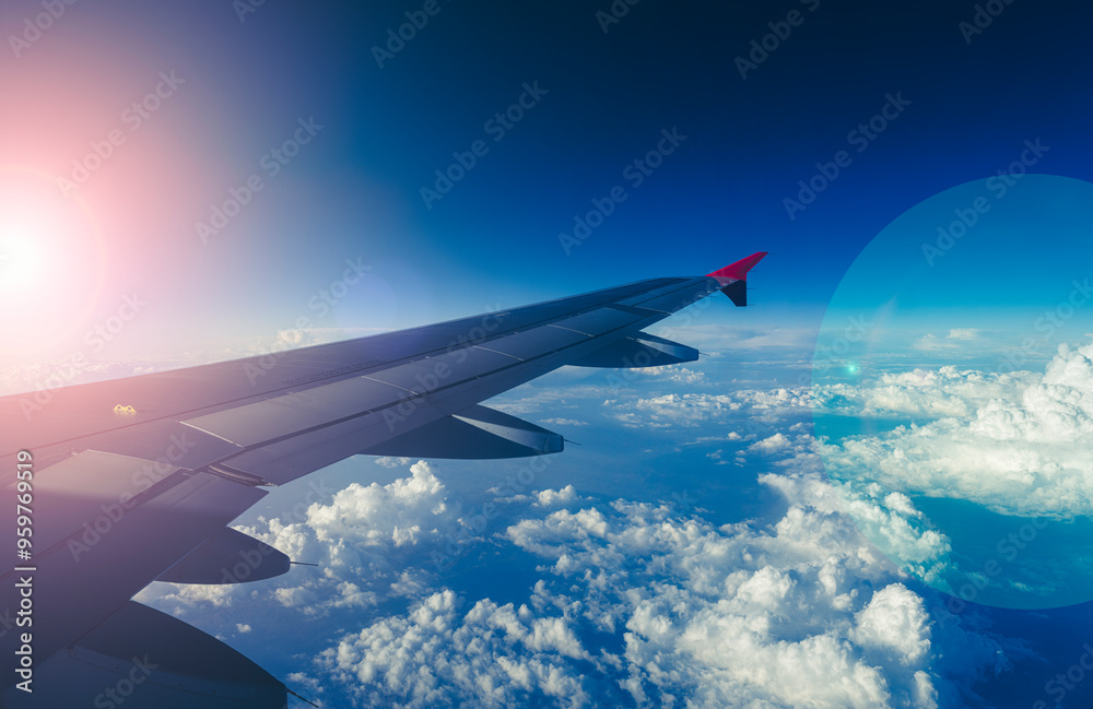 Obraz premium flying and traveling , view from airplane window