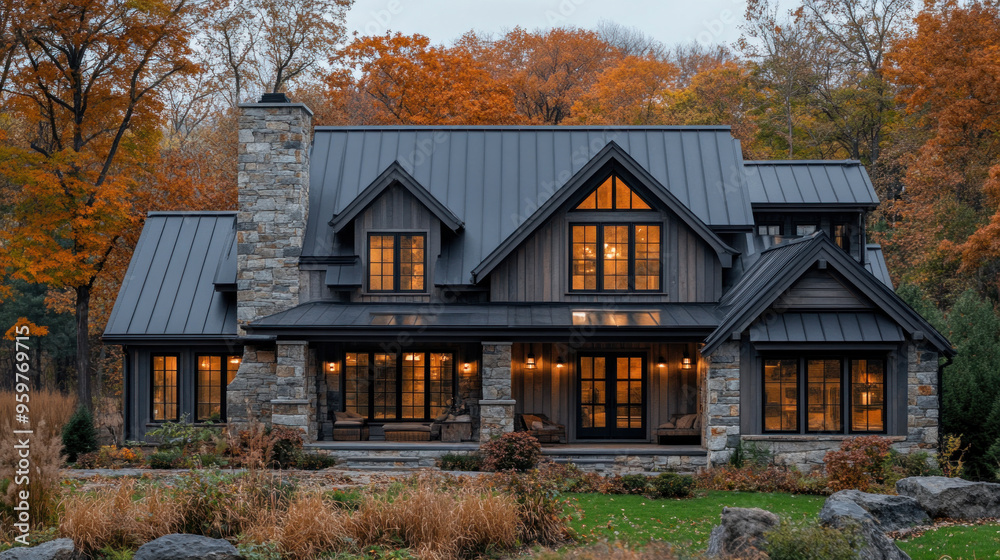 Black metal roof farmhouse, merging rustic farmhouse architecture with the durability and style of a black metal roof Black metal roof farmhouse, merging rustic farmhouse architecture with the durability and style of a black metal roof