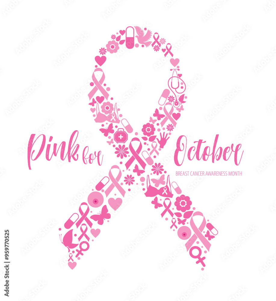 PrintBreast cancer awareness pink ribbon. Banner template design. During October, which is Breast Cancer Awareness Month. PrintBreast cancer awareness pink ribbon. Banner template design. During October, which is Breast Cancer Awareness Month.