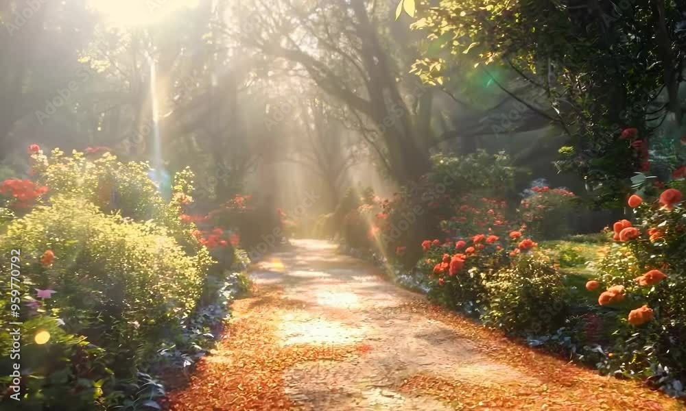 Enchanted Garden Path, 4K hyperrealistic  4K Video