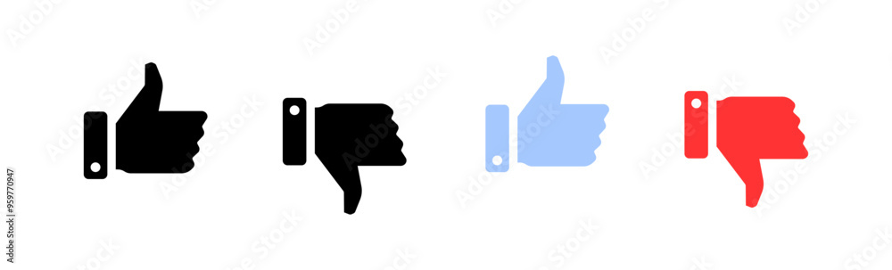 Like and dislike icons. Flat style. Vector icons.