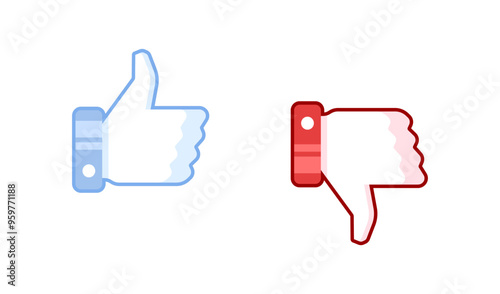 Like and dislike icons. Flat style. Vector icons.