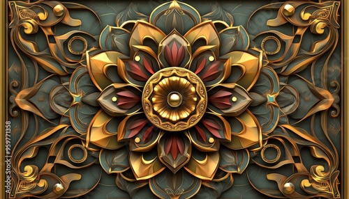 Ornate 3D Floral Design. photo