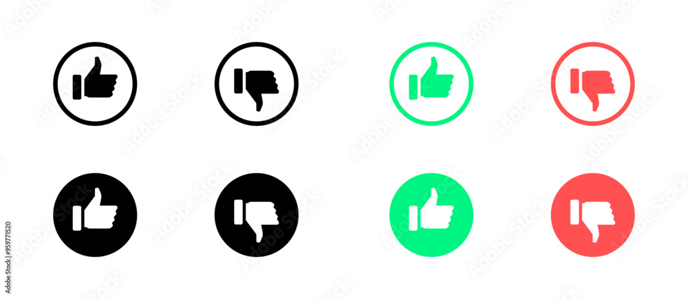 Like and dislike icons. Flat style. Vector icons. Like and dislike icons. Flat style. Vector icons.
