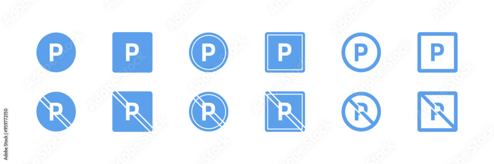 Parking space, sign icons collection. Flat style. Vector icons. Parking space, sign icons collection. Flat style. Vector icons.