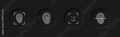 Biometry set icons. Linear style. Vector icons.