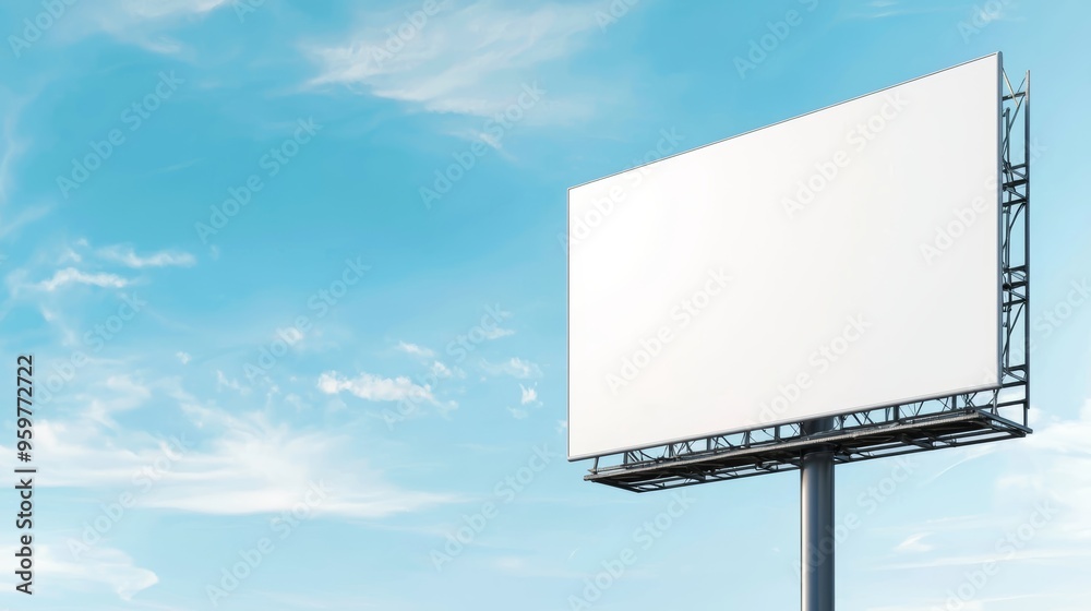 Large empty billboard with industrial scaffolding, set against a bright sky, ideal for outdoor advertising concepts Large empty billboard with industrial scaffolding, set against a bright sky, ideal for outdoor advertising concepts