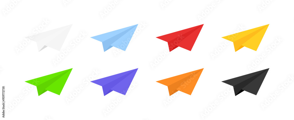 Paper airplane set icons. Flat style. Vector icons. Paper airplane set icons. Flat style. Vector icons.