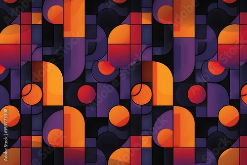 Vibrant Geometric Pattern in Bold Colors photo