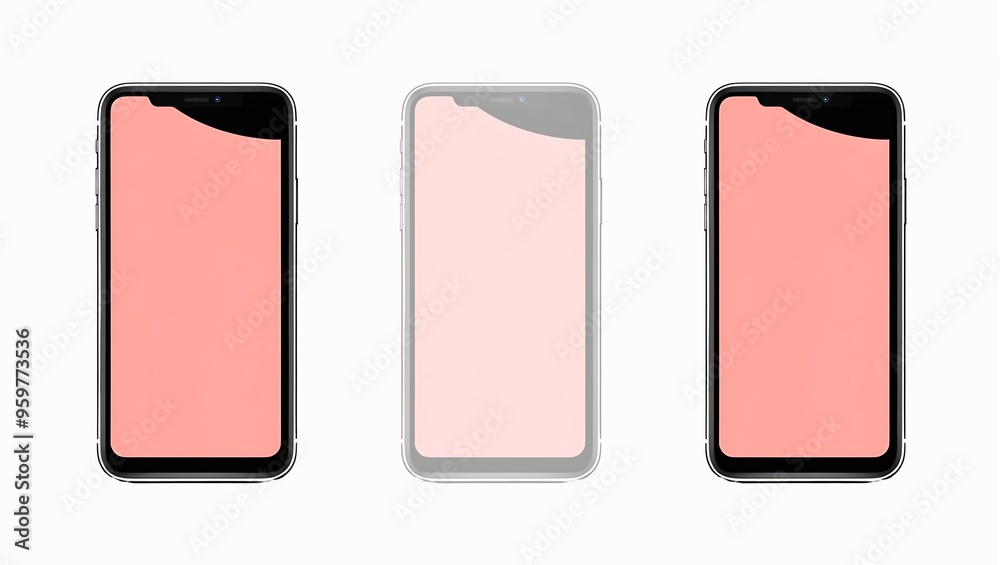 3台並んだスマートフォン|SNSのシャドーバンをイメージした画像 3台並んだスマートフォン|SNSのシャドーバンをイメージした画像