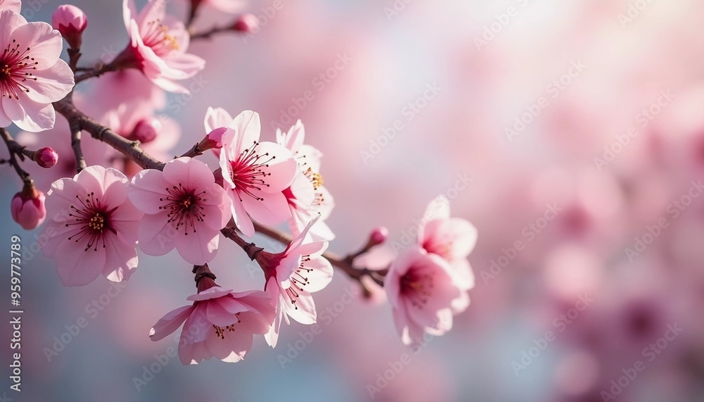 Sakura is blooming. Delicate pink cherry blossoms bloom beautifully on a tree branch during the spring season, filling the scene with vibrant colors and a sense of renewal in nature. Generative AI Sakura is blooming. Delicate pink cherry blossoms bloom beautifully on a tree branch during the spring season, filling the scene with vibrant colors and a sense of renewal in nature. Generative AI