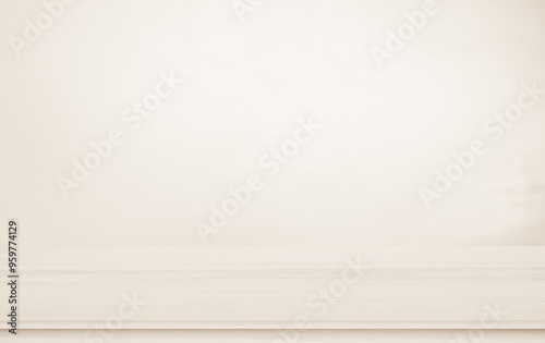 Wooden terrace the blurred background concept. Wood white table perspective in front of natural in the sky.