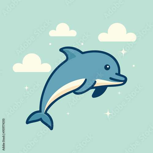 Adorable Dolphin Illustration Vector Jumping Out of Water for Marine Themes