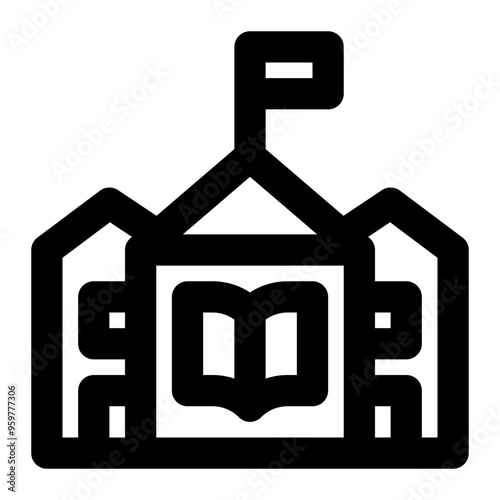 school, building, education, places, city outline icon