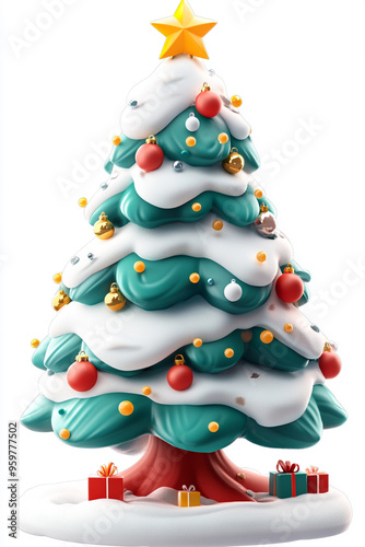 Wallpaper Mural christmas tree, white background Torontodigital.ca