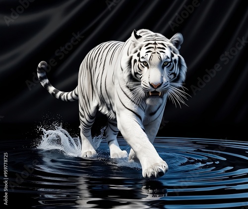 white tiger in water