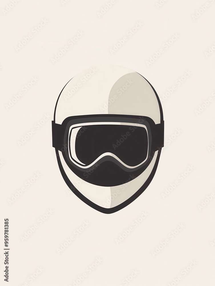 A minimalist logo features a ski helmet and goggles, symbolizing winter sports and outdoor adventures, designed with clean lines. Generative AI A minimalist logo features a ski helmet and goggles, symbolizing winter sports and outdoor adventures, designed with clean lines. Generative AI