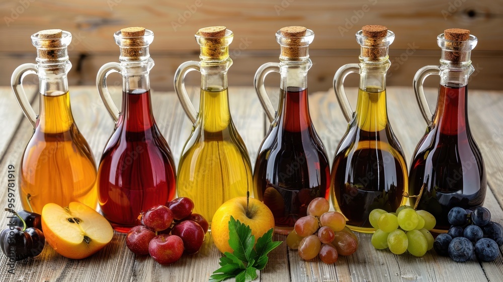 Vinegar: A tangy fermented liquid, including white, apple cider, and balsamic options, used in salad dressings, marinades, and pickling recipes.
Vinegar: A tangy fermented liquid, including white, apple cider, and balsamic options, used in salad dressings, marinades, and pickling recipes.