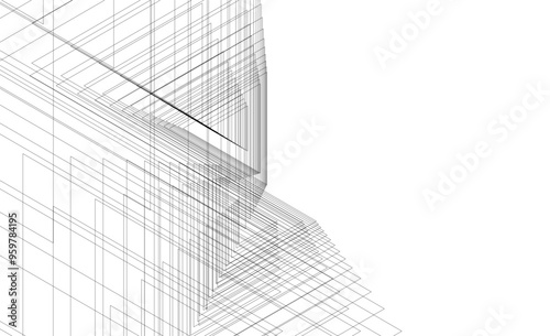 Architectural 3d drawing on white background