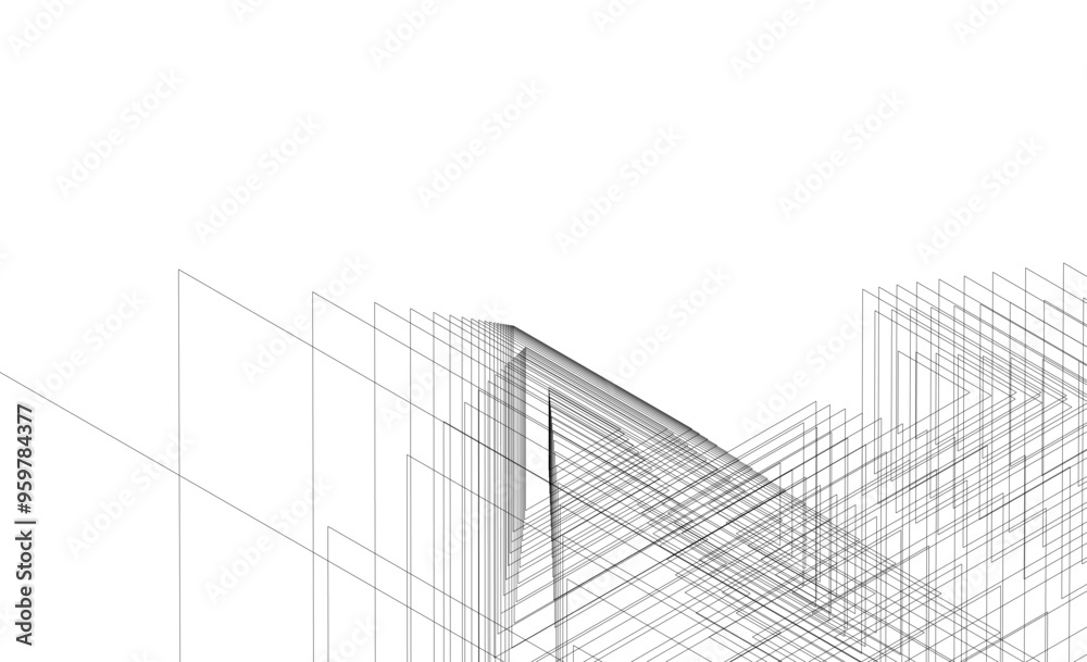 Architectural 3d drawing on white background Architectural 3d drawing on white background