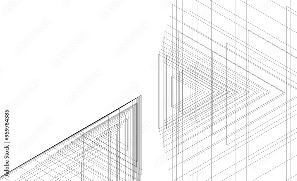 Architectural 3d drawing on white background Architectural 3d drawing on white background