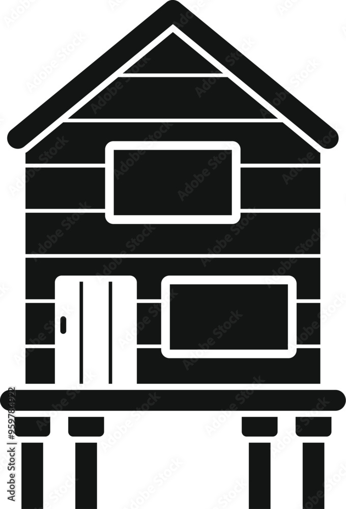 Stilt house building structure dwelling icon glyph vector Stilt house building structure dwelling icon glyph vector