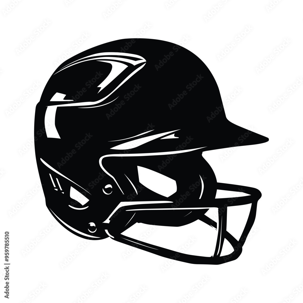 Fototapeta premium Baseball helmet silhouette vector