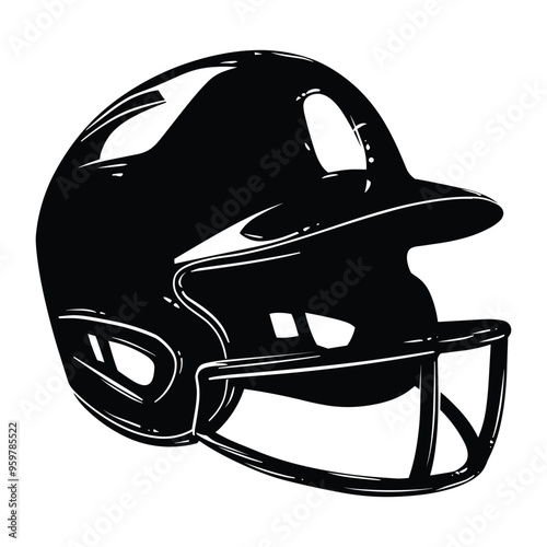 Baseball helmet silhouette vector