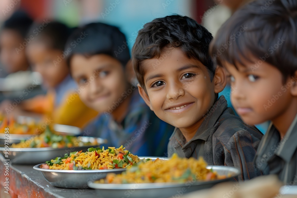 Joyful Children Enjoying a Meal Together in a Vibrant Setting Joyful Children Enjoying a Meal Together in a Vibrant Setting