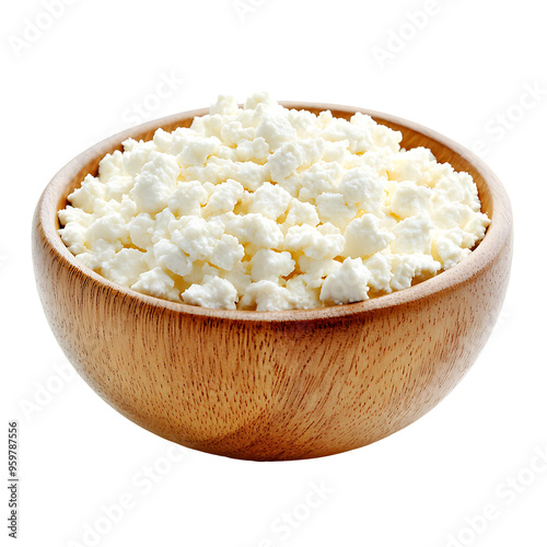 Wallpaper Mural Cottage Cheese, Curd in wooden bowl, full depth of field, isolated on a transparent background  Torontodigital.ca
