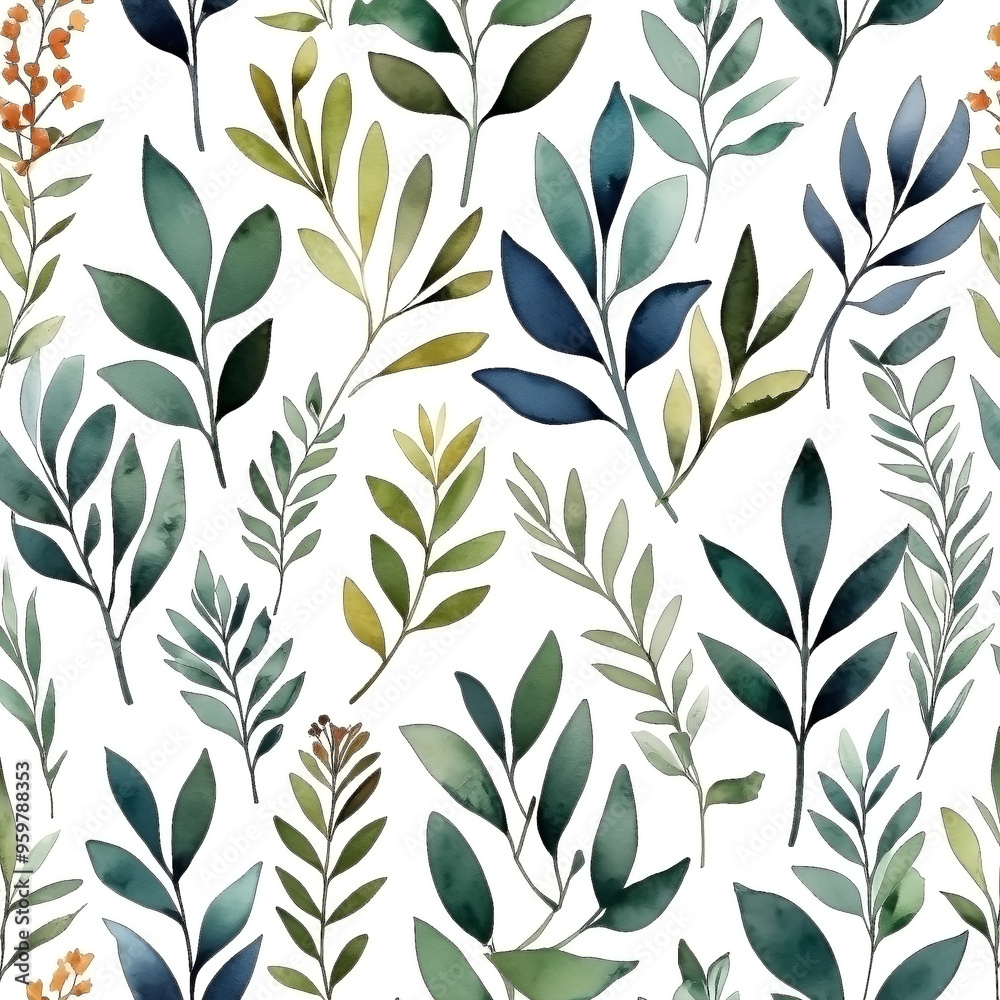 seamless Watercolor Pattern using botanical elements. seamless Watercolor Pattern using botanical elements.