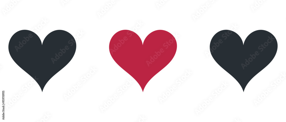 Set of hearts love on a white background. Vector illustration in flat style. Set of hearts love on a white background. Vector illustration in flat style.