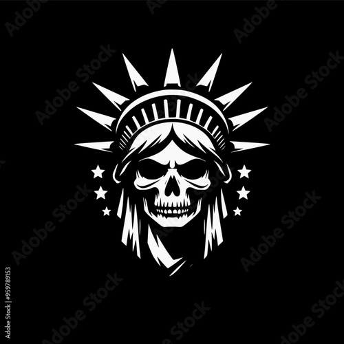 liberty skull silhouette vector logo design