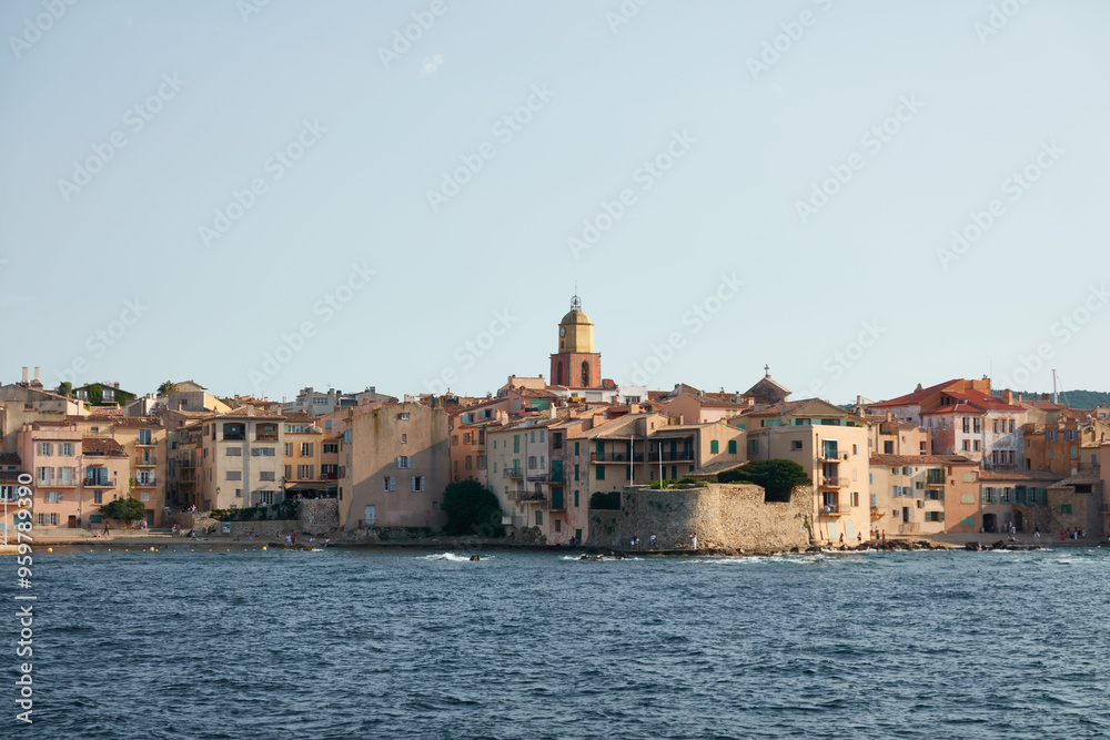 Obraz premium Saint-Tropez is a coastal town on the French Riviera, in the Provence-Alpes-Côte d'Azur region of southeastern France. It has long been popular with artists and attracted the international jet set in