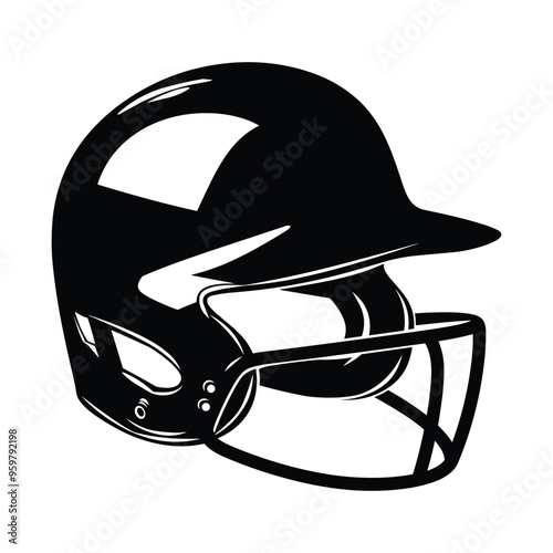 Baseball helmet silhouette vector