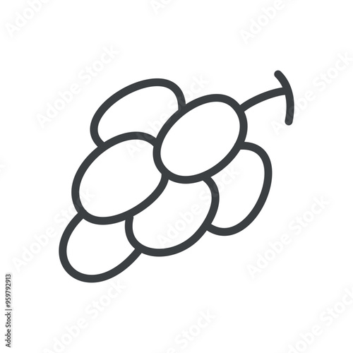 Cute grapes icon. Hand drawn monochrome illustration of a berries isolated on a white background. Vector 10 EPS.