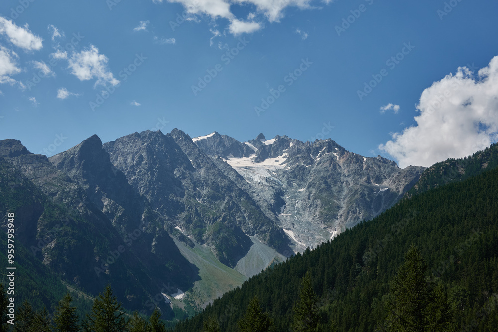 The glaciers seen from the Col du Galibier, in the Écrins National Park. Alps. France The glaciers seen from the Col du Galibier, in the Écrins National Park. Alps. France